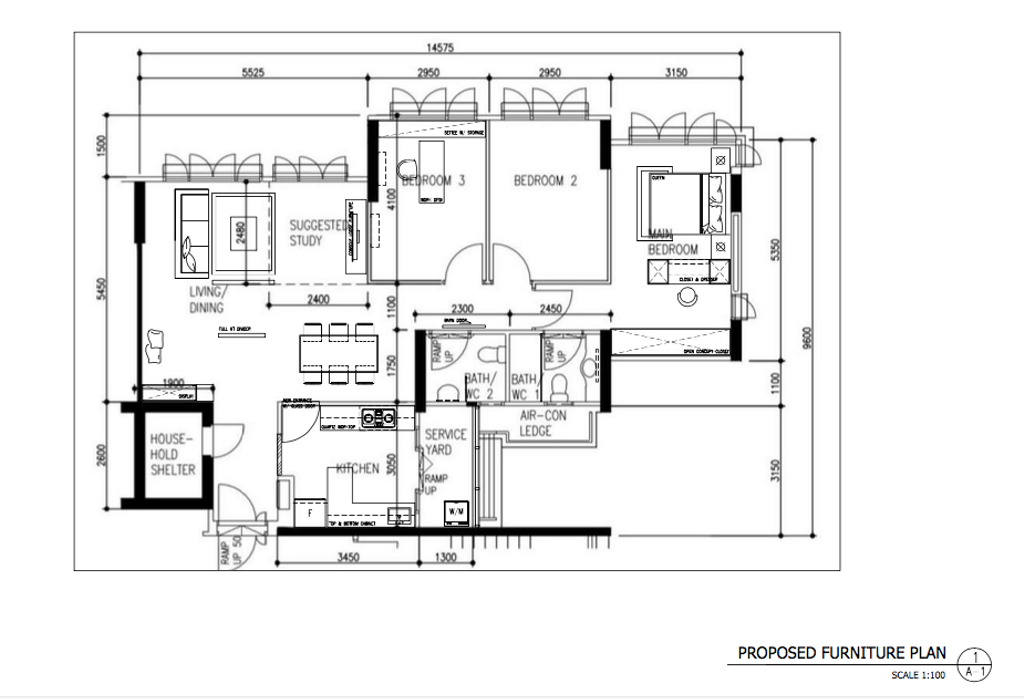 Scandinavian, HDB, Yishun Street 51, Interior Designer, Loft Dzign, 5 Room Hdb Floorplan, 5 Room Point Block, Type 5 H, Final Floorplan