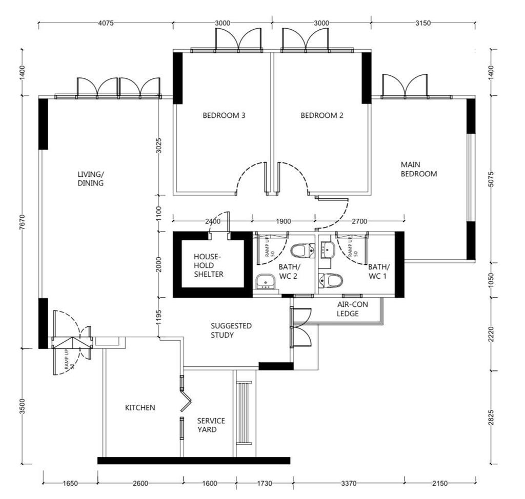 Contemporary, HDB, Segar Road, Interior Designer, Ataz Haus Interior Design, Scandinavian, 5 Room Hdb Floorplan, 5 Room Point Block, Type 4, Original Floorplan