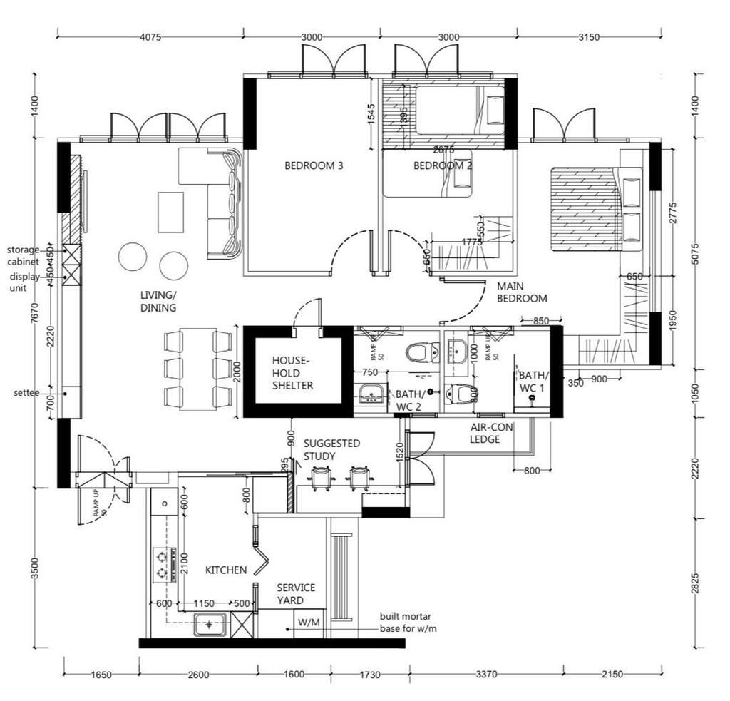 Contemporary, HDB, Segar Road, Interior Designer, Ataz Haus Interior Design, Scandinavian, 5 Room Hdb Floorplan, 5 Room Point Block, Type 4, Final Floorplan