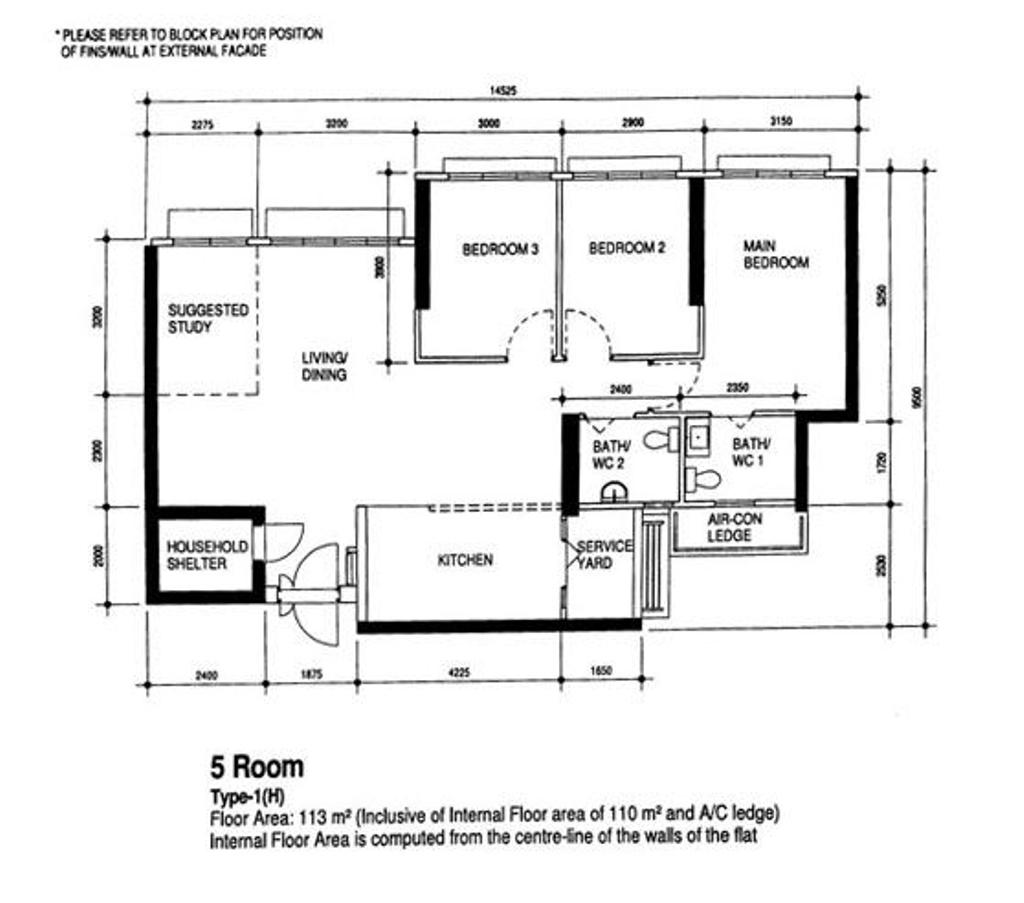 Scandinavian, HDB, Ang Mo Kio Court, Interior Designer, Mr Shopper Studio, 5 Room Hdb Floorplan, 5 Room Type 1 H, Original Floorplan