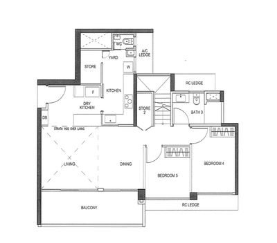 iNz Residence, Swiss Interior Design, Contemporary, Condo, 3 Bedder Condo Floorplan, Type E 1, Original Floorplan
