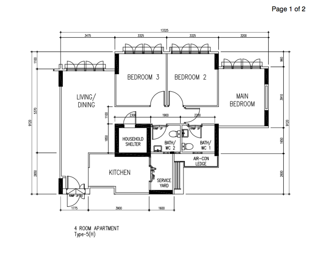 Scandinavian, HDB, Chai Chee Road, Interior Designer, A Blue Cube Design (ABCD), 4 Room Hdb Floorplan, 4 Room Apartment, Type 5 H, Original Floorplan