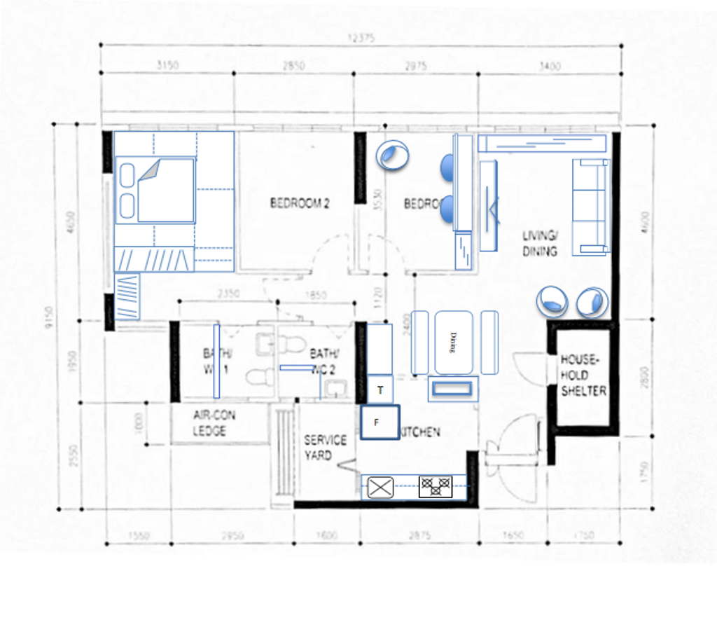 Scandinavian, HDB, Tampines Street 61, Interior Designer, The Local Project, 4 Room Hdb Floorplan, Final Floorplan