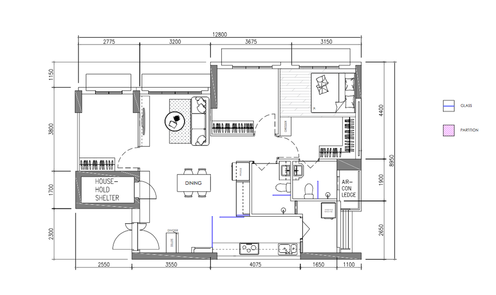 Scandinavian, HDB, Northshore Drive, Interior Designer, Yang's Inspiration Design, 4 Room Hdb Floorplan, Space Planning, Final Floorplan