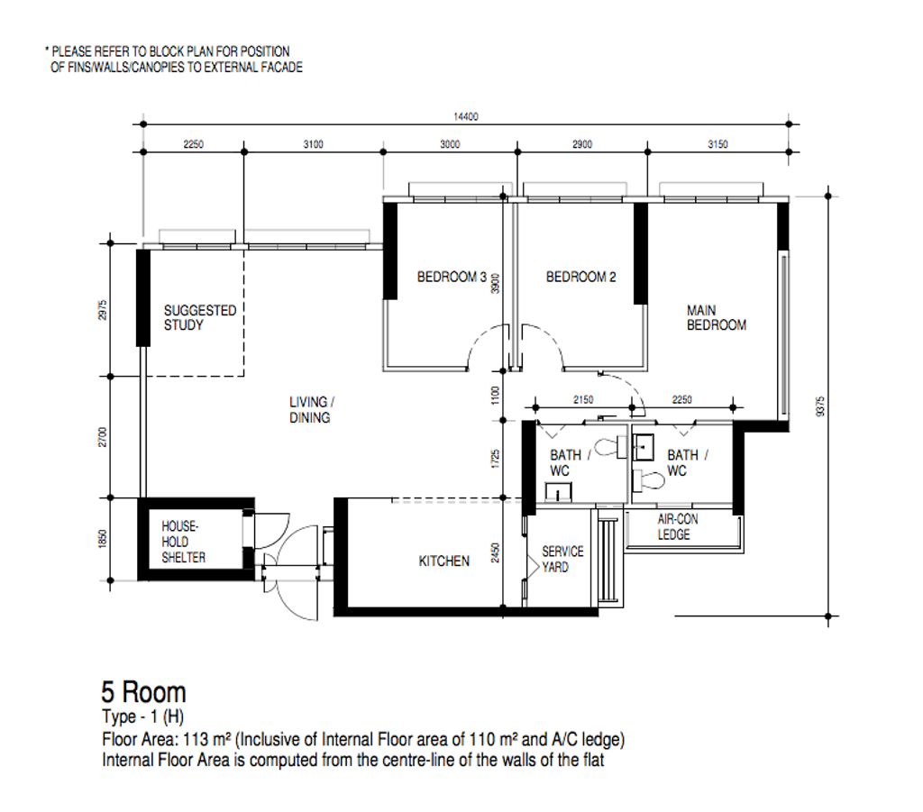 Contemporary, HDB, Bedok South Road, Interior Designer, Dyel Design, 5 Room Hdb Floorplan, 5 Room Type 1 H, Original Floorplan
