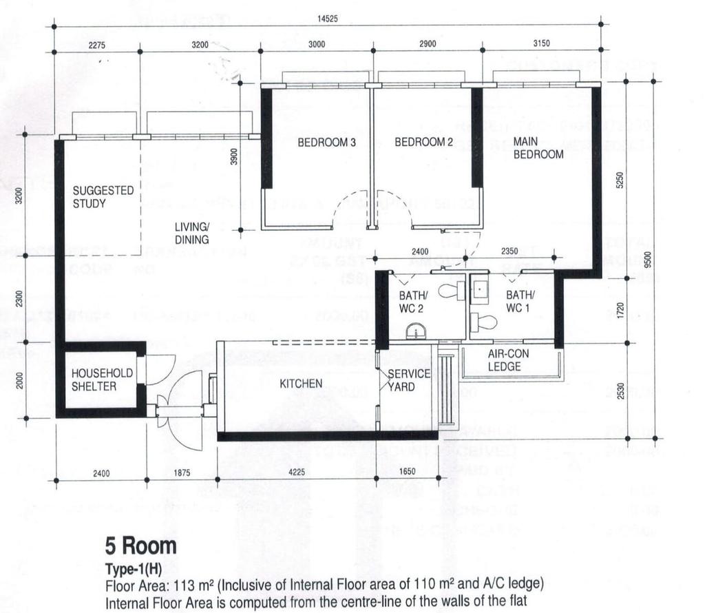 Contemporary, HDB, Ang Mo Kio Street 23, Interior Designer, PRDT Interiors, 5 Room Hdb Floorplan, 5 Room Type 1 H, Original Floorplan