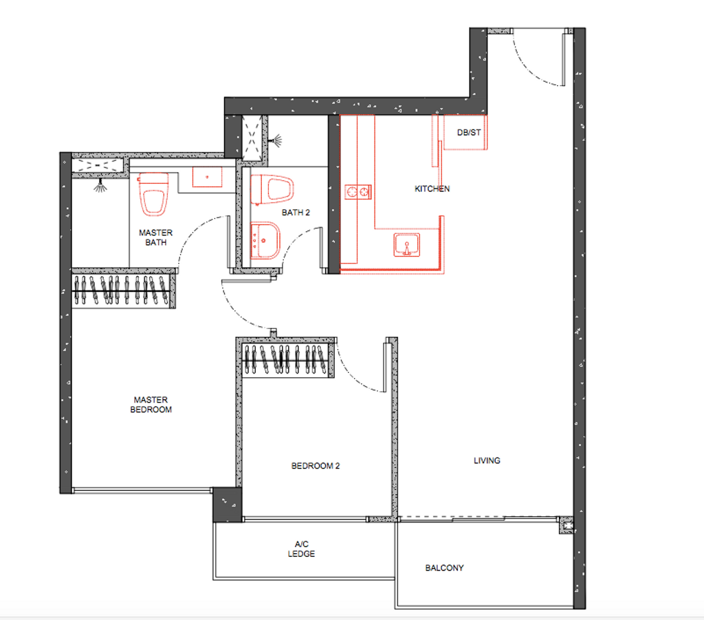 Contemporary, Condo, Rivertrees Residences, Interior Designer, MET Interior, 3 Bedder Condo Floorplan, Original Floorplan