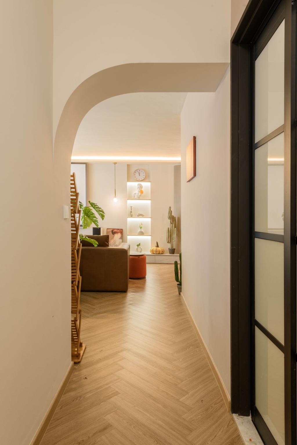 Contemporary, HDB, Living Room, Kang Ching Road, Interior Designer, ProjectGuru, Corridor, Hallway