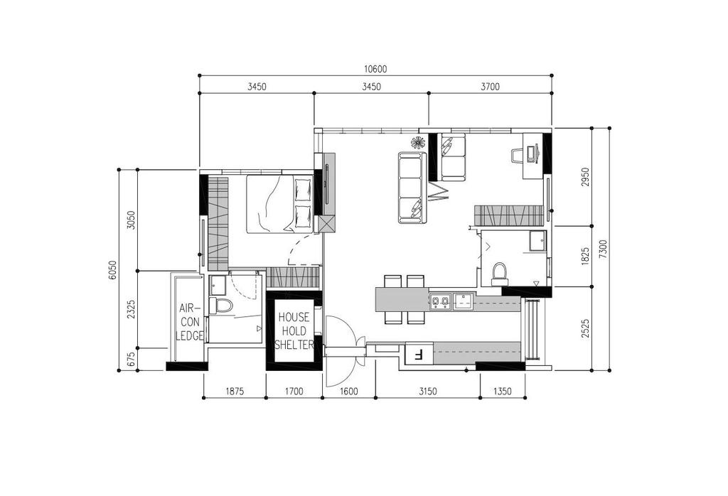 Scandinavian, HDB, Bidadari Park Drive, Interior Designer, Key Concept, 4 Room Hdb Floorplan, Final Floorplan
