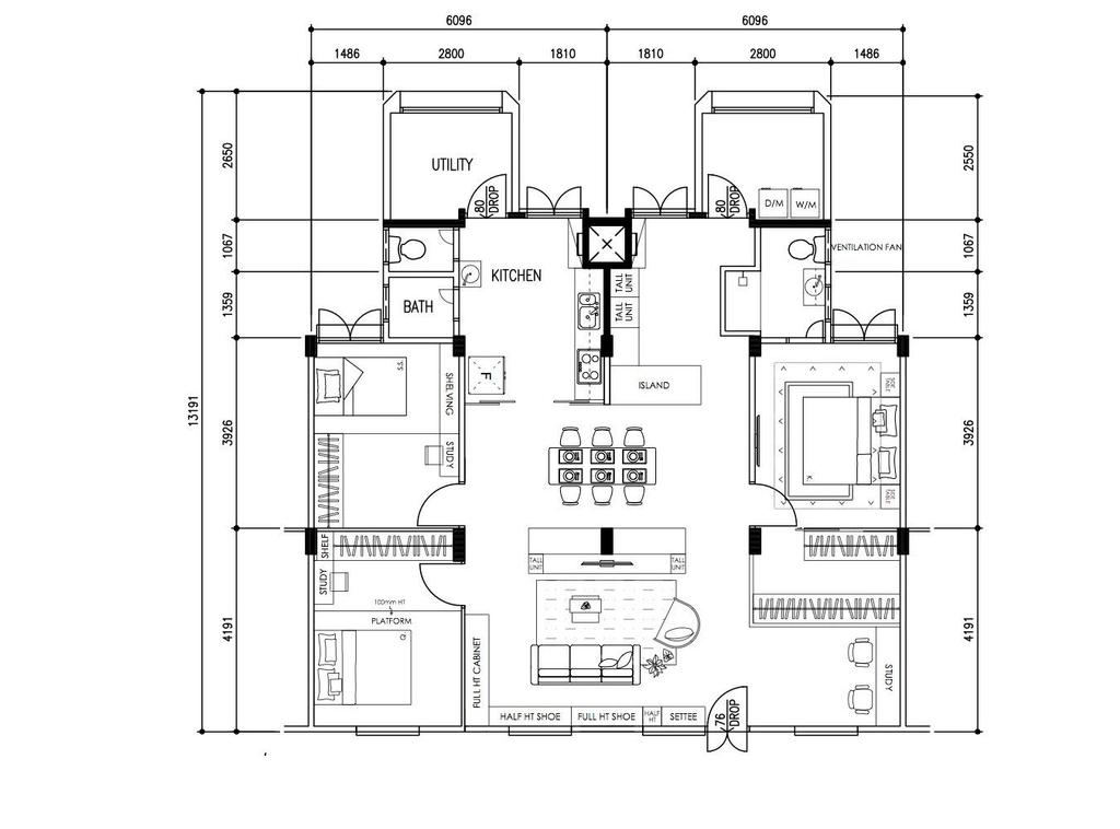 Contemporary, HDB, Lorong 1 Toa Payoh, Interior Designer, Yang's Inspiration Design, 3 Room Hdb Floorplan, 3 Room Improved Corridor, Space Planning, Final Floorplan