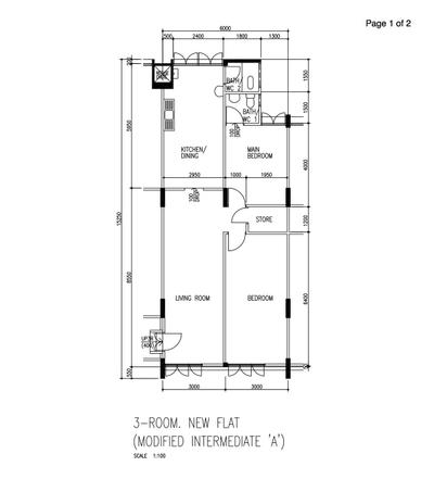 Yishun Avenue 5, H Design, Contemporary, HDB, 3 Room Hdb Floorplan, 3 Room New Flat, Modified Intermediate A, Original Floorplan