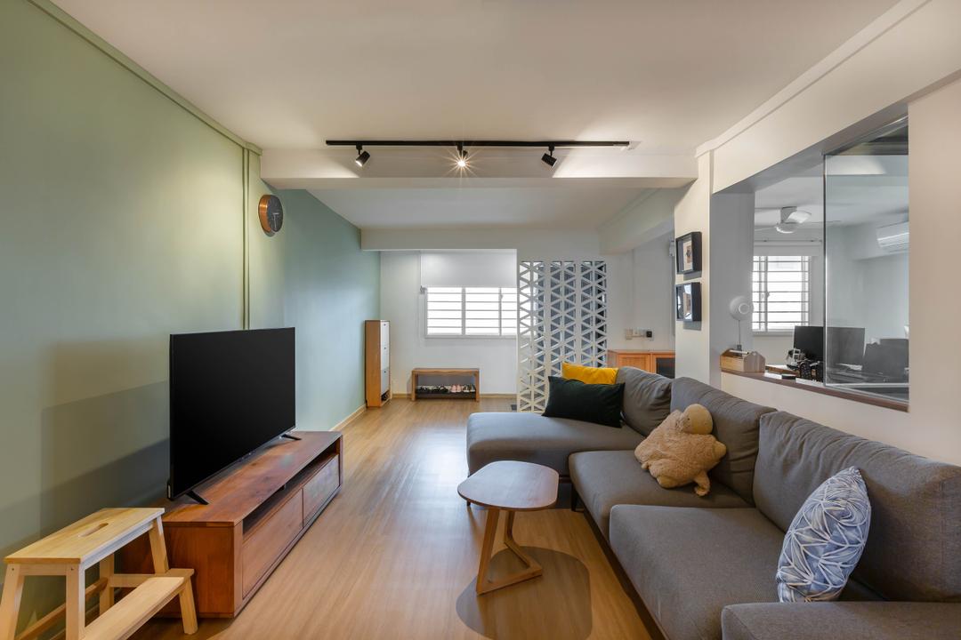 Kampong Arang Road, Luxurious Design, Contemporary, Living Room, HDB, Green