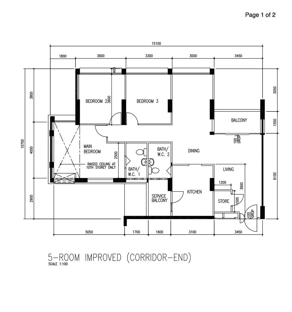 Scandinavian, HDB, Woodlands Drive 40, Interior Designer, Sense & Semblance, 5 Room Hdb Floorplan, 5 Room Improved Corridor End, Original Floorplan