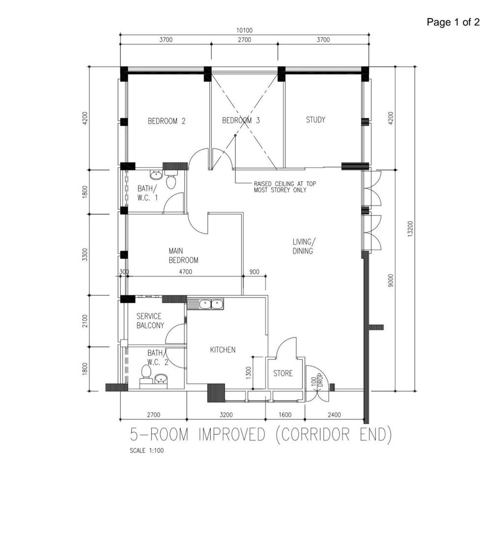 Contemporary, HDB, Circuit Road, Interior Designer, i-Chapter, 5 Room Hdb Floorplan, 5 Room Improved Corridor End, Original Floorplan