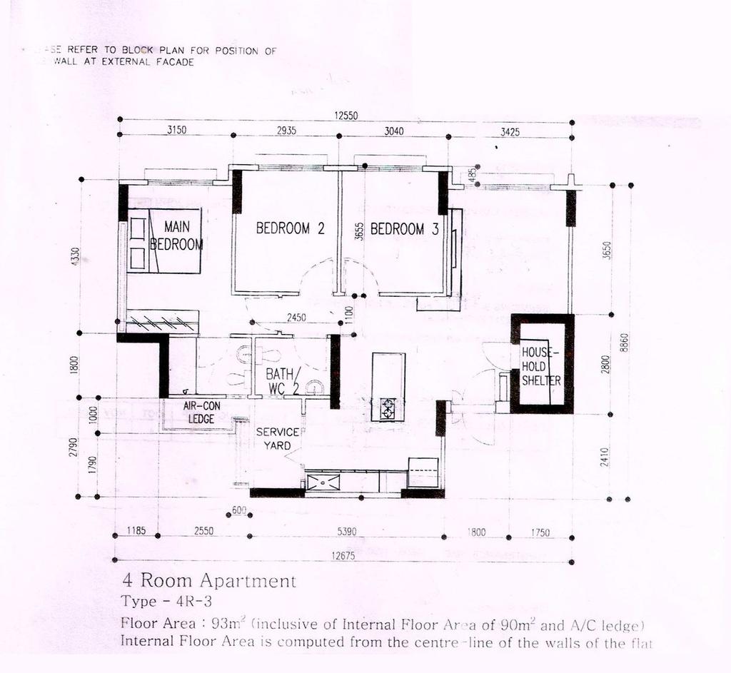 Contemporary, HDB, Yishun, Interior Designer, Jas Design Studio, Scandinavian, 4 Room Hdb Floorplan, 4 Room Apartment, Type 4 R 3, Original Floorplan