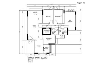 Punggol Drive, IdeasXchange, Contemporary, HDB, 5 Room Hdb Floorplan, 5 Room Point Block, Type 15, Original Floorplan