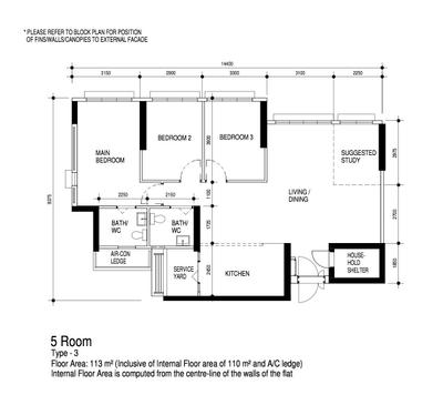 Bedok South Road, Carpenter Direct, Scandinavian, HDB, 5 Room Hdb Floorplan, 5 Room, Type 3, Original Floorplan