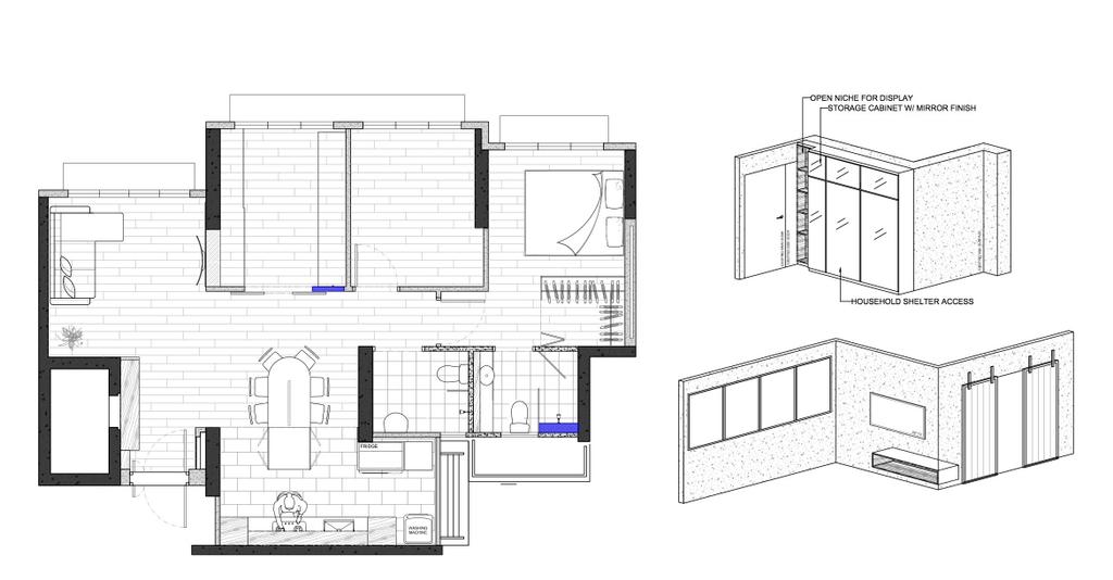 Contemporary, HDB, Northshore Drive, Interior Designer, MET Interior, 4 Room Hdb Floorplan, Space Planning, Final Floorplan