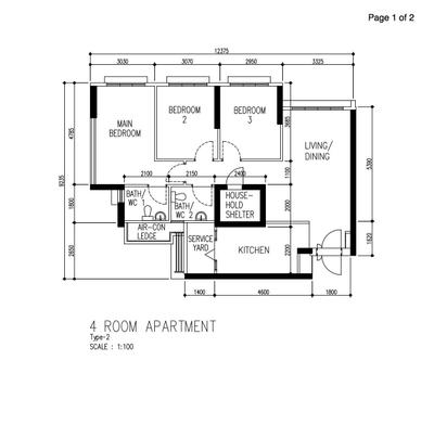 Telok Blangah Street 31, DMX Projects, Contemporary, HDB, 4 Room Hdb Floorplan, 4 Room Apartment, Type 2, Original Floorplan