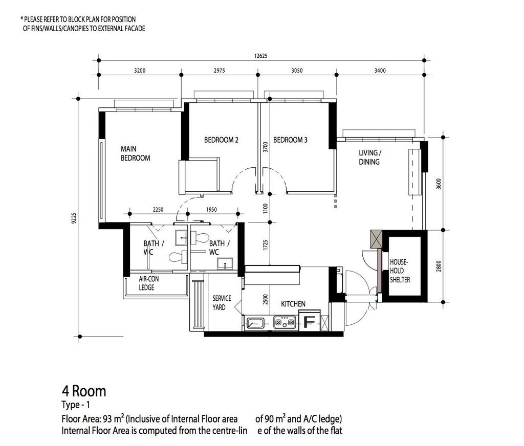 Contemporary, HDB, Bedok South Road, Interior Designer, Yang's Inspiration Design, 4 Room Hdb Floorplan, 4 Room, Type 1, Final Floorplan