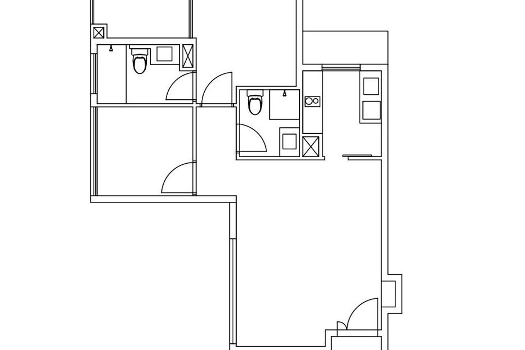 Bedok Residences, Ovon Design, Contemporary, Condo, 2 Bedder Condo Floorplan, Space Planning, Before Floorplan