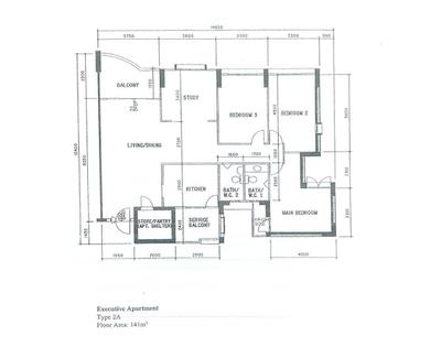 Hougang, Space Atelier, Contemporary, HDB, Executive Apartment Floorplan, Executive Apartment, Type 2 A, Original Floorplan