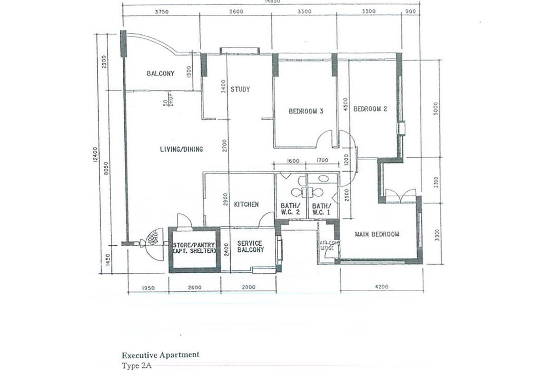 Hougang, Space Atelier, Contemporary, HDB, Executive Apartment Floorplan, Executive Apartment, Type 2 A, Original Floorplan