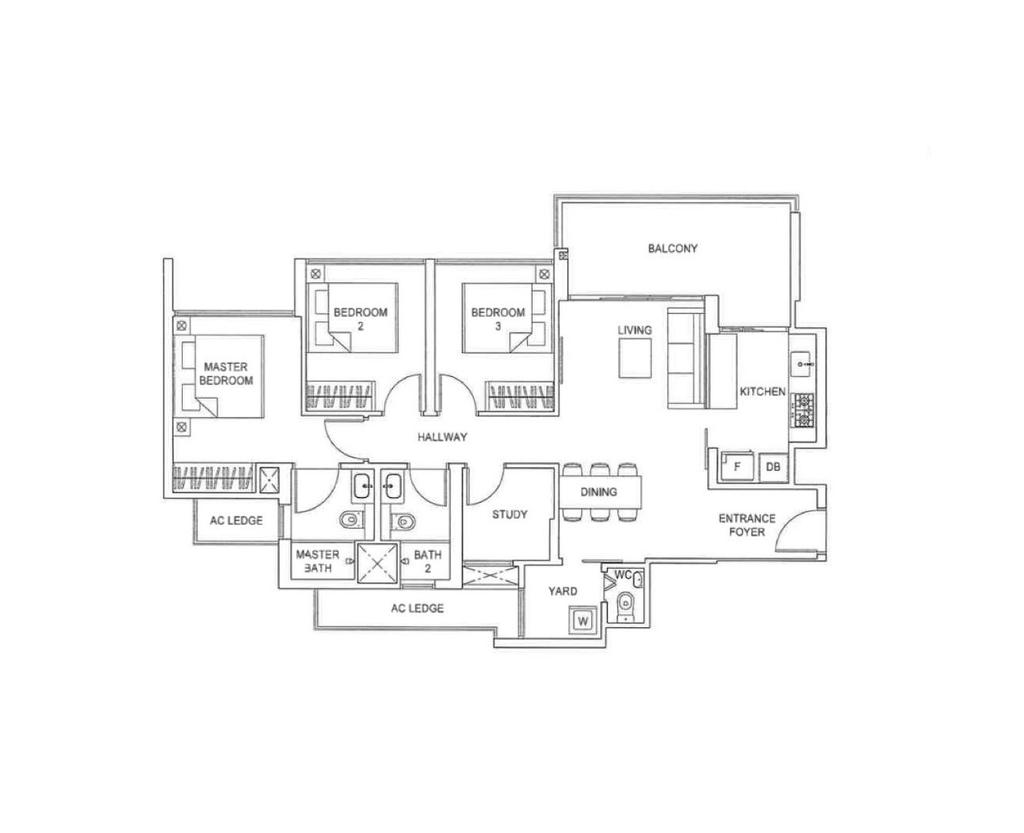 Contemporary, Condo, Rivercove Residences, Interior Designer, Aart Boxx Interior, 3 Bedder Condo Floorplan, Original Floorplan
