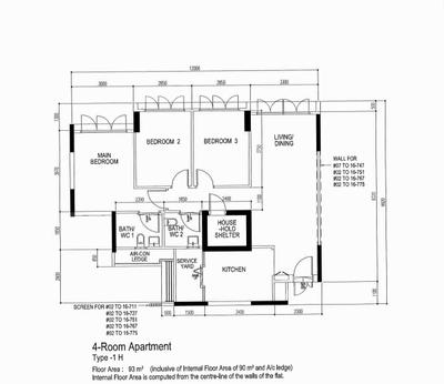 Punggol Walk, Todz’Terior, Minimalist, Scandinavian, HDB, 4 Room Hdb Floorplan, 4 Room Apartment, Type 1 H, Original Floorplan