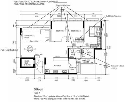 Tampines GreenFlora, Yang's Inspiration Design, Scandinavian, HDB, 5 Room Hdb Floorplan, 5 Room, Type 1, Final Floorplan