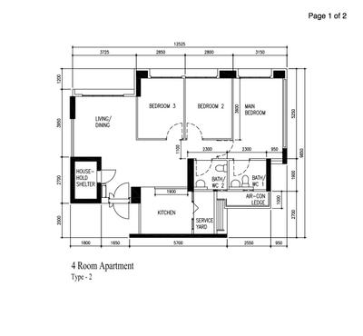 Telok Blangah Heights, Builders Plus, Contemporary, HDB, 4 Room Hdb Floorplan, 4 Room Apartment, Type 2, Original Floorplan