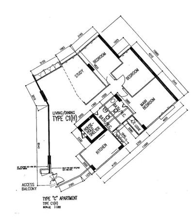 Segar Road, Ethan Interiors, Contemporary, HDB, 5 Room Hdb Floorplan, 5 Room, Type C Apartment, Type C 1 H, Original Floorplan