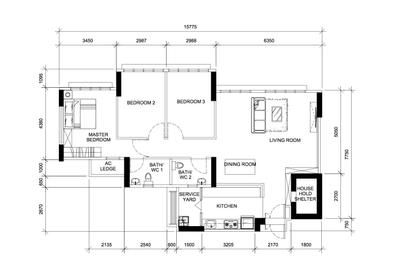 Compassvale Bow, Hashtag Interior, Scandinavian, HDB, 5 Room Hdb Floorplan, 5 Room Apartment, Type 1, Final Floorplan