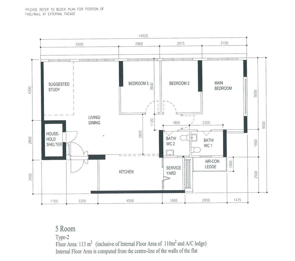 Modern, HDB, Tampines Street 61, Interior Designer, ProjectGuru, Scandinavian, 5 Room Hdb Floorplan, 5 Room, Type 2, Original Floorplan
