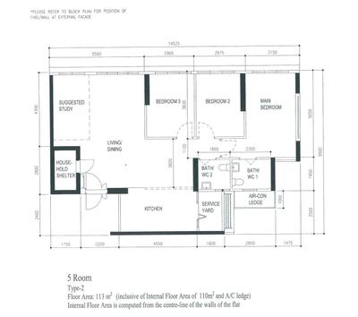 Tampines Street 61, ProjectGuru, Modern, Scandinavian, HDB, 5 Room Hdb Floorplan, 5 Room, Type 2, Original Floorplan