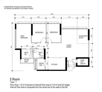 Bedok South Road, ELPIS Interior Design, Scandinavian, Industrial, HDB, 5 Room Hdb Floorplan, 5 Room, Type 1, Original Floorplan