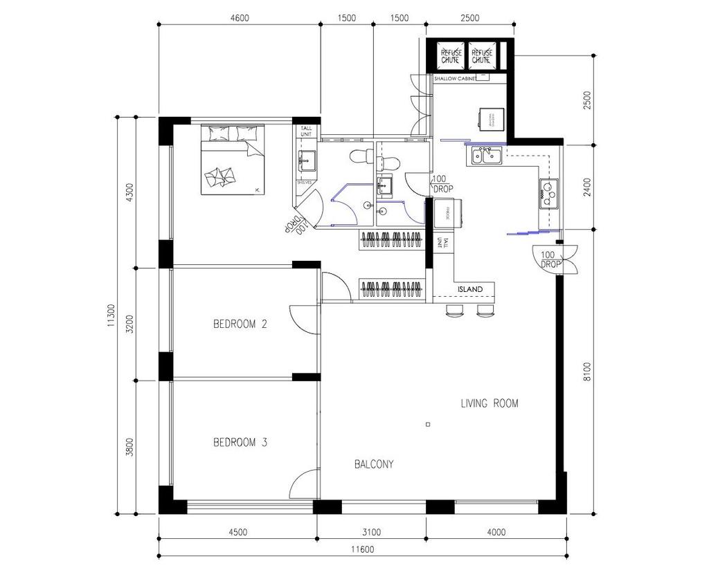 Contemporary, HDB, Bishan Street 13, Interior Designer, Yang's Inspiration Design, 5 Room Hdb Floorplan, 5 Room Apartment, Space Planning, Final Floorplan