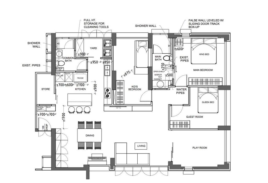 Contemporary, HDB, Strathmore Avenue, Interior Designer, Schemacraft, 5 Room Hdb Floorplan, 5 Room, Type 5 A, Space Planning, Final Floorplan