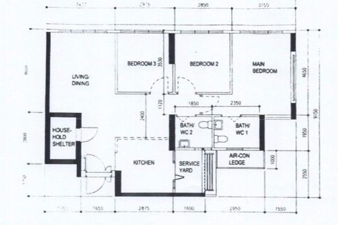 Tampines GreenVerge, Darwin Interior, Contemporary, HDB, 4 Room Hdb Floorplan, 4 Room Apartment, Original Floorplan