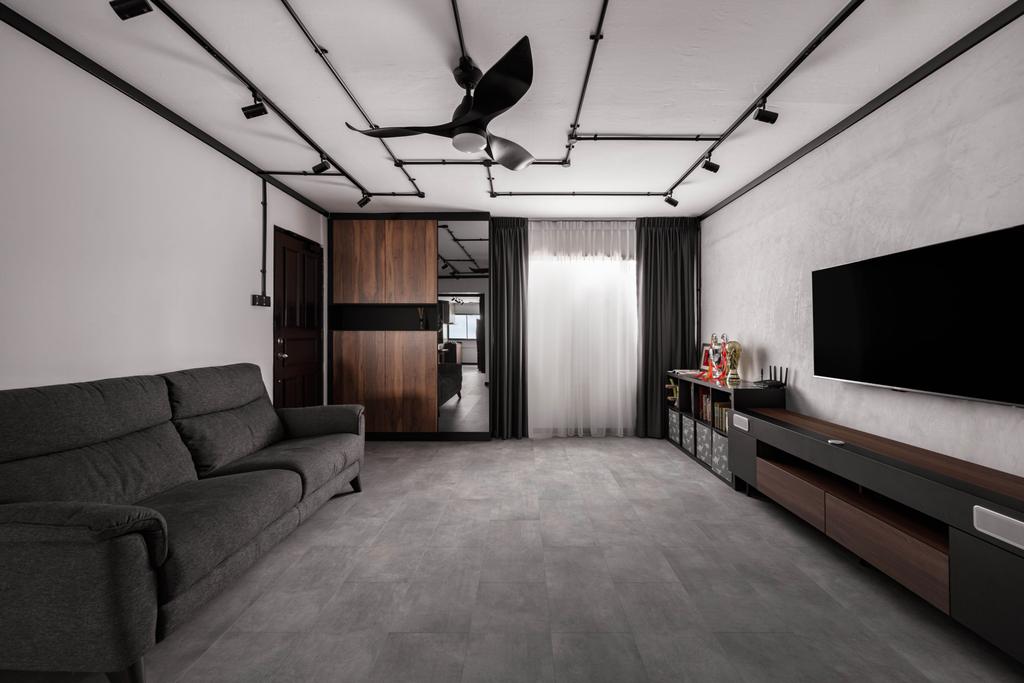 Industrial, HDB, Living Room, Bedok North Street 3, Interior Designer, Ovon Design, Contemporary