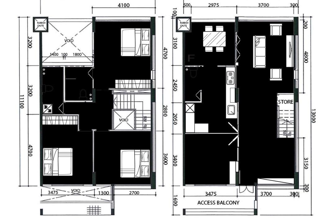 Choa Chu Kang Avenue 1, Yang's Inspiration Design, Contemporary, HDB, Executive Maisonette Hdb Floorplan, Space Planning, Final Floorplan