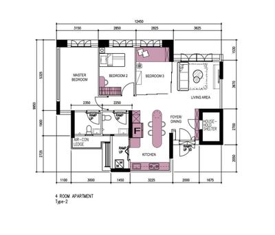 Keat Hong Close, Key Concept, Scandinavian, HDB, 4 Room Hdb Floorplan, 4 Room Apartment Type 2, Space Planning, Final Floorplan