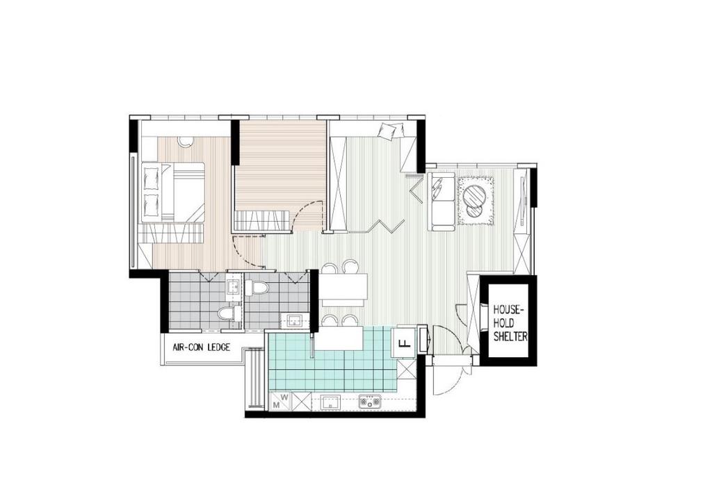 Contemporary, HDB, Hougang Street 32, Interior Designer, Rockin Spaces, 4 Room Hdb Floorplan, Space Planning, Final Floorplan