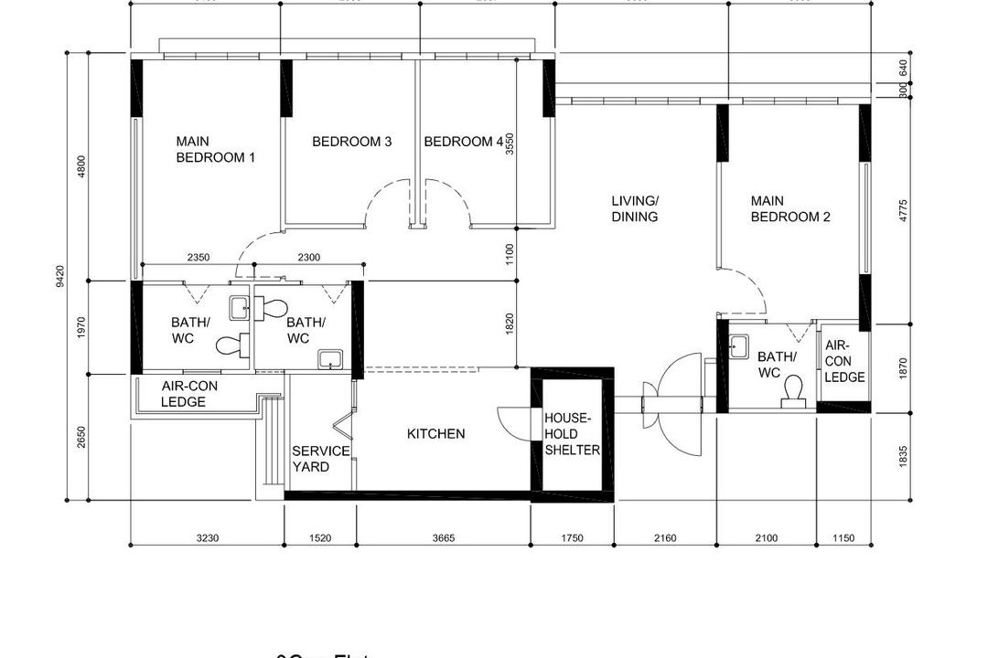 Tampines GreenBloom, WHST Design, Contemporary, Modern, HDB, 3 Gen Flat Hdb Floorplan, 3 Gen Flat Type 3, Original Floorplan