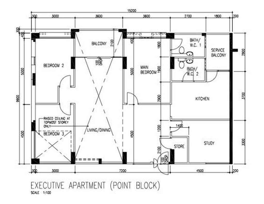 Eclectic, HDB, Ang Mo Kio Avenue 4, Interior Designer, Charlotte's Carpentry, Executive Apartment Floorplan, Executive Apartment Point Block, Original Floorplan