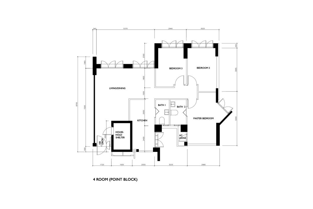 Cantonment Close, Hansel Studio, Modern, Scandinavian, HDB, 4 Room Hdb Floorplan, 4 Room Point Block, Original Floorplan