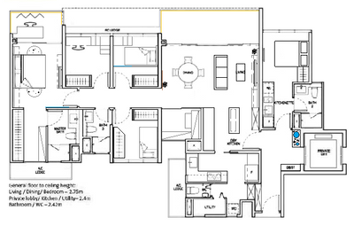 The Tapestry, Design 4 Space, Contemporary, Condo, 5 Bedder Condo Floorplan, Type E 1 Dks, Space Planning, Final Floorplan, Dual Key Condo Floorplan
