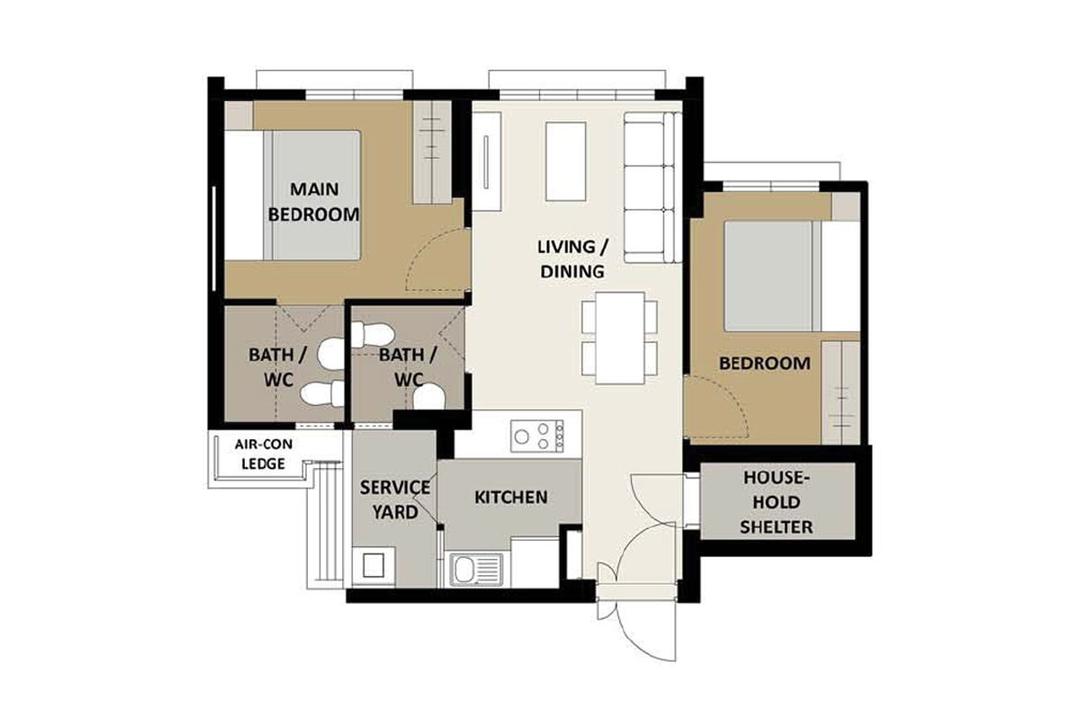 3-room BTO flat layout unique