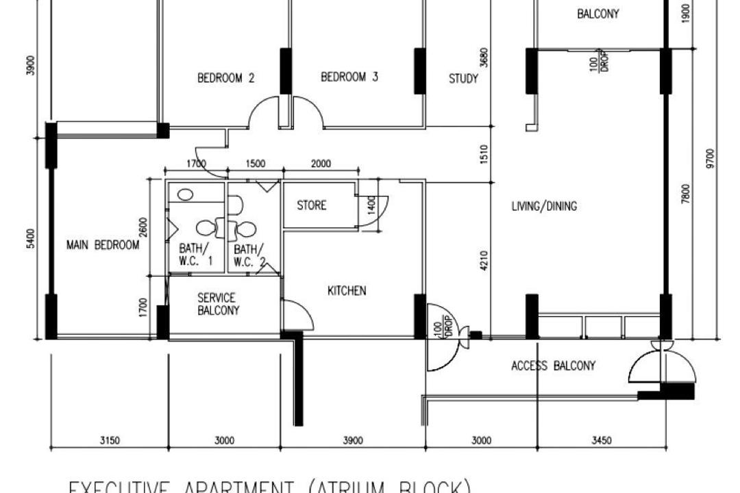 Serangoon, Eames & Scales, Eclectic, Modern, HDB, Executive Apartment Hdb Floorplan, Executive Apartment Atrium Block, Original Floorplan