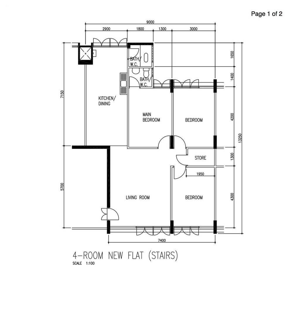 Contemporary, HDB, Bedok North Avenue 2, Interior Designer, Glamour Concept, 4 Room Hdb Floorplan, 4 Room New Flat Stairs, Original Floorplan